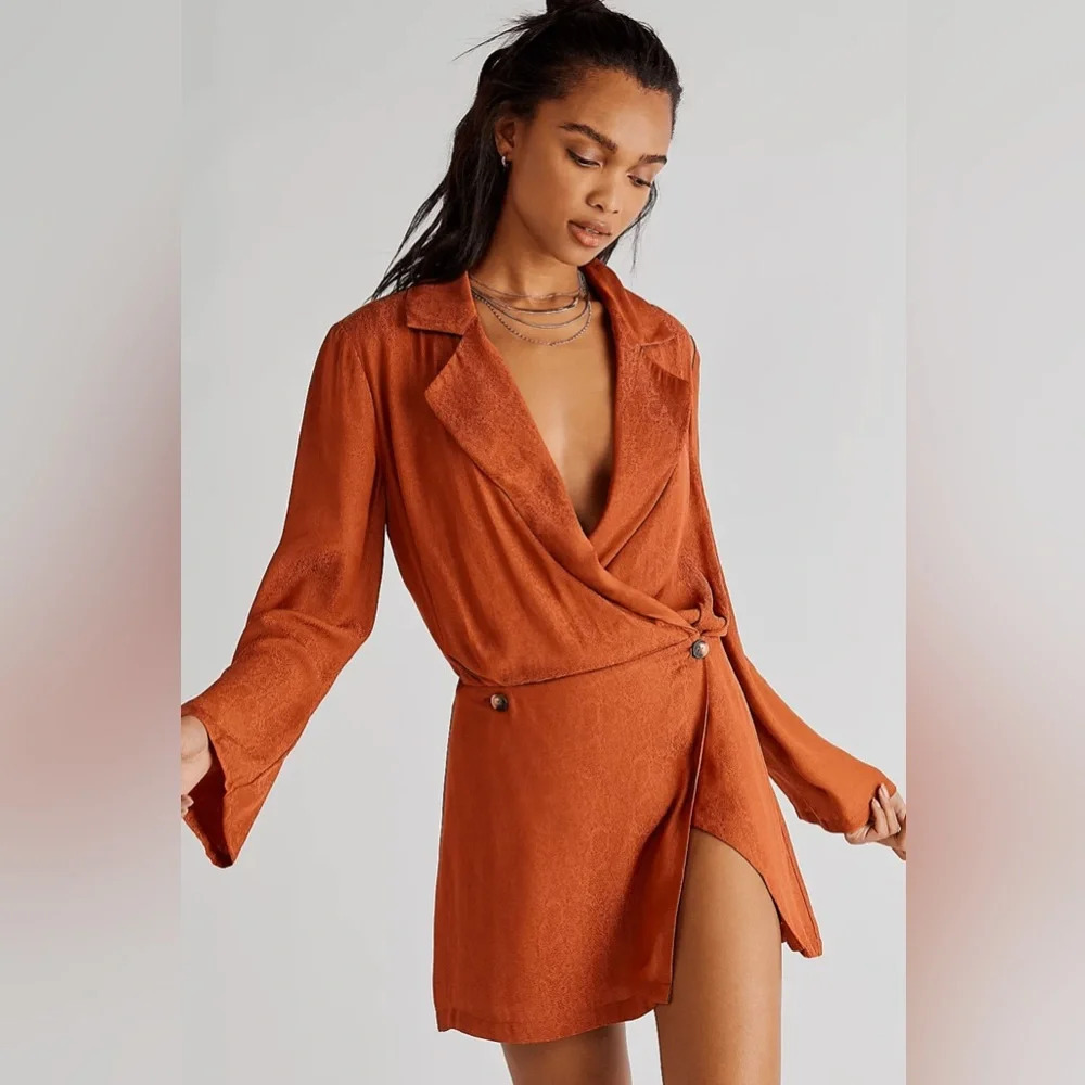 Free People Simone Dress Long Sleeves size Small in Cinnamon